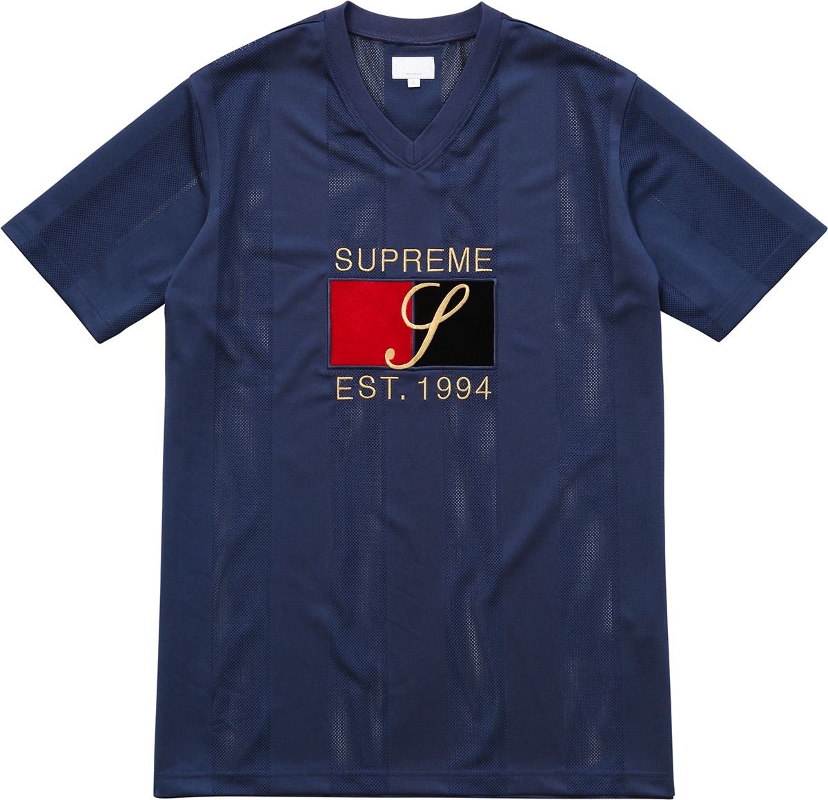 Velvet Logo Mesh Stripe Top view 2